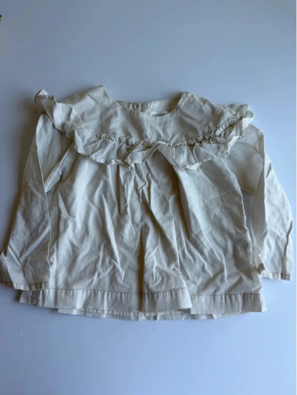 Gymboree Girls Cream Dotted Ruffle Blouse Long Sleeve 3T